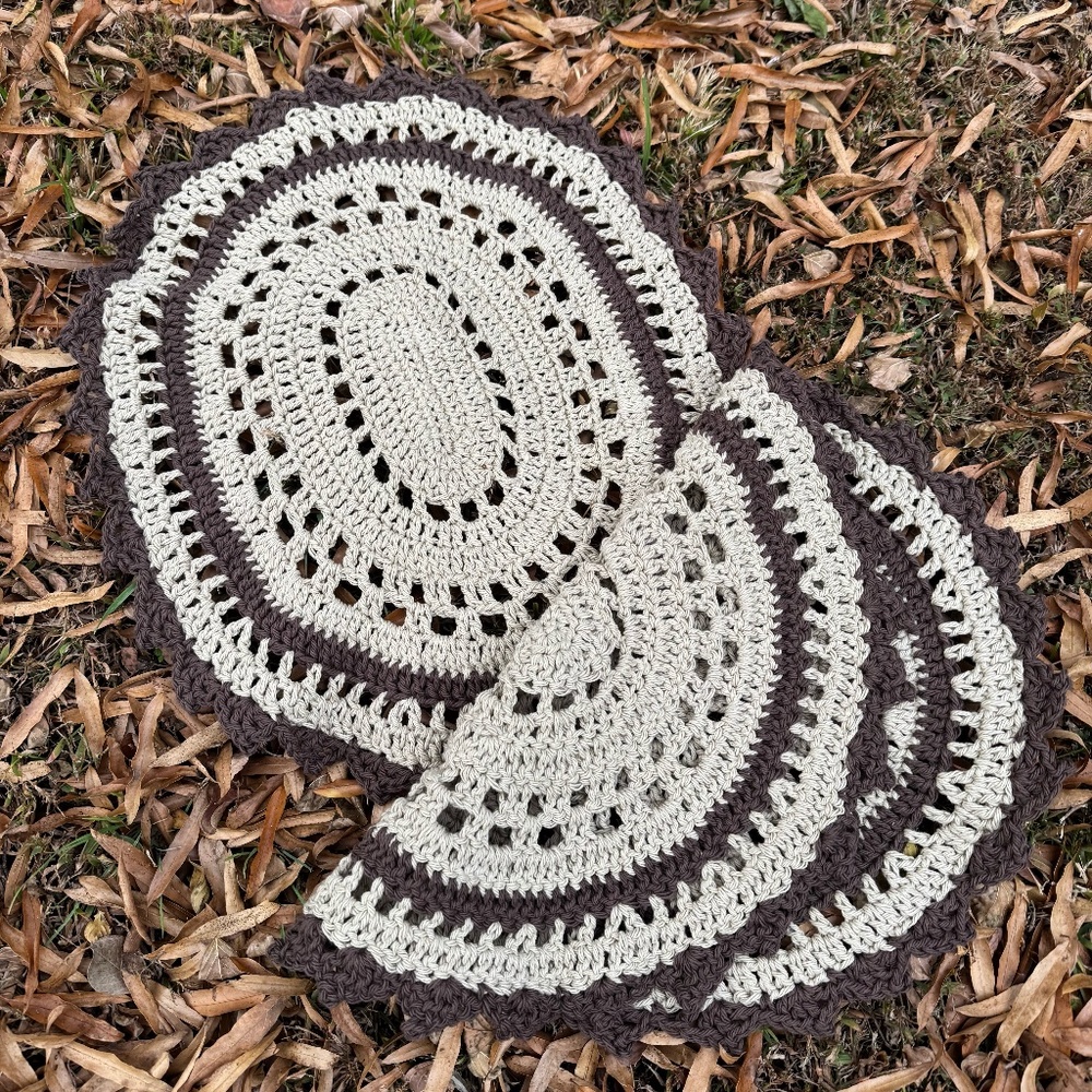 Handmade Tan and Brown Crochet Placemats